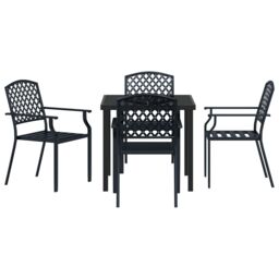 Berkfield Home 5 Piece Garden Dining Set Anthracite Steel in Black - thumbnail 7