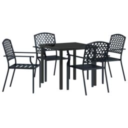 Berkfield Home 5 Piece Garden Dining Set Anthracite Steel in Black - thumbnail 2