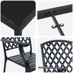 Berkfield Home 5 Piece Garden Dining Set Anthracite Steel in Black - thumbnail 9