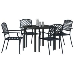 Berkfield Home 5 Piece Garden Dining Set Anthracite Steel in Black - thumbnail 3