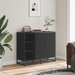 Berkfield Home Sideboard Black 92x35x76 cm Engineered Wood - Size: 92 x 35 x 76 cm - thumbnail 2
