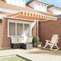 Berkfield Home Manual Retractable Awning Yellow & Orange 350x250 cm - thumbnail 3