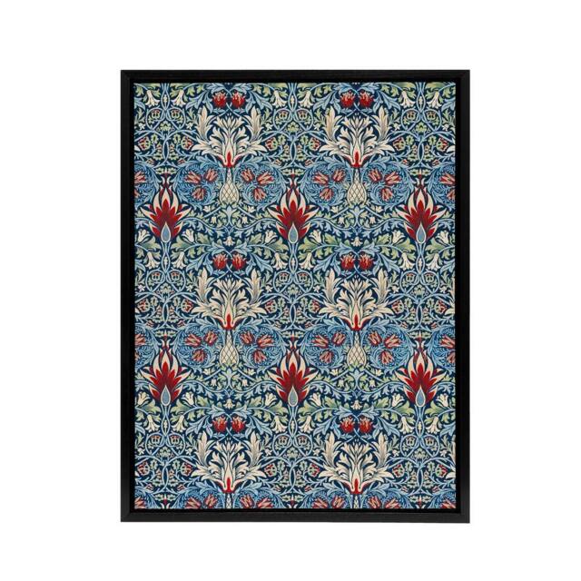 "Artery8 Snakeshead Flower Pattern Framed Canvas Wall Art Print William Morris in Blue - Size: W12"" x H16""" - image 1