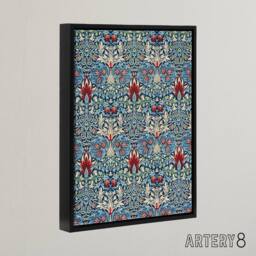 "Artery8 Snakeshead Flower Pattern Framed Canvas Wall Art Print William Morris in Blue - Size: W12"" x H16""" - thumbnail 2