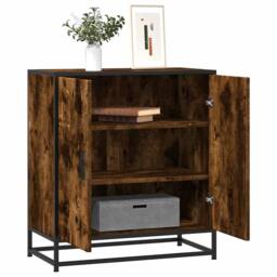 Berkfield Home Sideboard Smoked Oak 68x35x76 cm Engineered Wood & Metal in Brown - Size: 68 x 35 x 76 cm - thumbnail 2