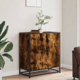Berkfield Home Sideboard Smoked Oak 68x35x76 cm Engineered Wood & Metal in Brown - Size: 68 x 35 x 76 cm - thumbnail 1