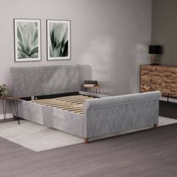 HD Designs Vittorio Double Bed Frame UKFR Velvet Bedroom Furniture in Light Grey - thumbnail 3