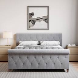 HD Designs Vittorio Double Bed Frame UKFR Velvet Bedroom Furniture in Light Grey - thumbnail 7