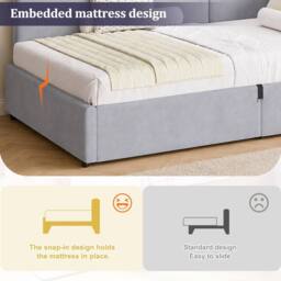 BTM 3FT Ottoman Daybed Storage Velvet Chaise Lift Bed Frame Grey - Size: Single - thumbnail 9