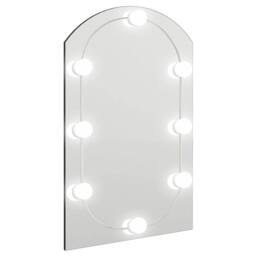 Berkfield Home Mirror with LED Lights 60x40 cm Glass Arch in Silver - thumbnail 2