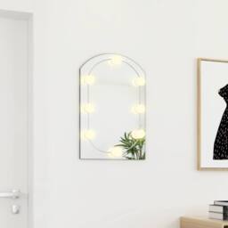 Berkfield Home Mirror with LED Lights 60x40 cm Glass Arch in Silver - thumbnail 3