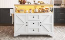 Rolipo Mobile Kitchen Island Serving Cart with Drop-Leaf Table & Smart LED in White - thumbnail 8