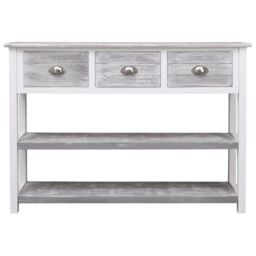 Berkfield Home Sideboard Antique Grey 108x30x76 cm Solid Paulownia Wood - Size: 108 x 30 x 76 cm - thumbnail 2