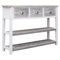 Berkfield Home Sideboard Antique Grey 108x30x76 cm Solid Paulownia Wood - Size: 108 x 30 x 76 cm - thumbnail 4
