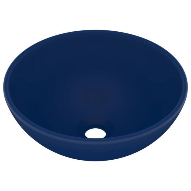 Berkfield Home Luxury Bathroom Basin Round Matt Dark Blue 32.5x14 cm Ceramic - image 1