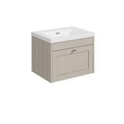 Balterley 600mm Wall Hung 1 Drawer Unit with Basin No Tap Hole - Pebble Grey - thumbnail 1