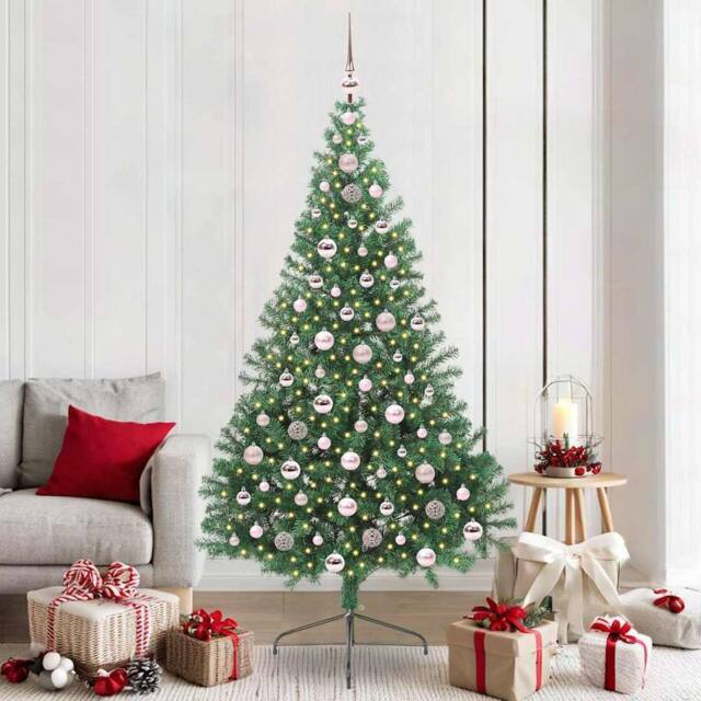 Berkfield Home Artificial Pre-lit Christmas Tree Green 210 cm PVC - image 1