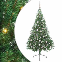 Berkfield Home Artificial Pre-lit Christmas Tree Green 210 cm PVC - thumbnail 2