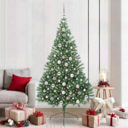 Berkfield Home Artificial Pre-lit Christmas Tree Green 210 cm PVC