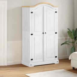 Berkfield Home Wardrobe Corona White 102x52x186 cm Solid Wood Pine - Size: 102 x 52 x 186 cm