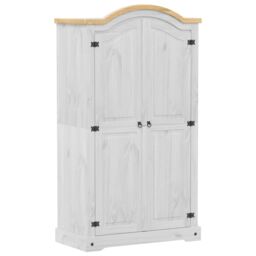 Berkfield Home Wardrobe Corona White 102x52x186 cm Solid Wood Pine - Size: 102 x 52 x 186 cm - thumbnail 2