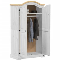 Berkfield Home Wardrobe Corona White 102x52x186 cm Solid Wood Pine - Size: 102 x 52 x 186 cm - thumbnail 3