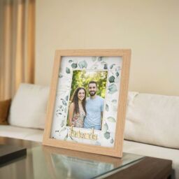 Happy Homewares Modern Oak MDF Gold Friends Picture Frame with Green Floral Decoration in Brown - thumbnail 5