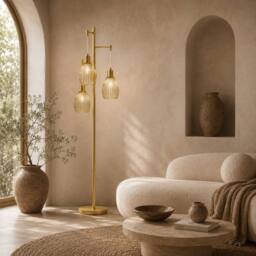 Wyld Haus Rodi 3 Light Industrial Floor Lamp Gold Tone