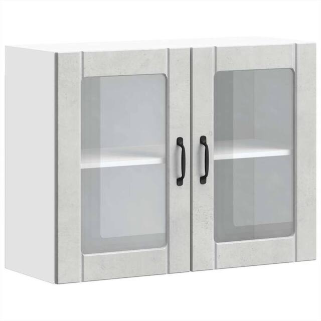 Berkfield Home Kitchen Wall Cabinet with Glass Door Kalmar Artisan Oak Wood in Grey - image 1