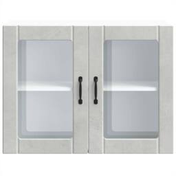 Berkfield Home Kitchen Wall Cabinet with Glass Door Kalmar Artisan Oak Wood in Grey - thumbnail 6