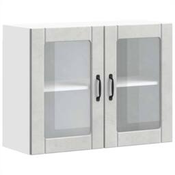 Berkfield Home Kitchen Wall Cabinet with Glass Door Kalmar Artisan Oak Wood in Grey - thumbnail 1