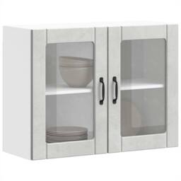 Berkfield Home Kitchen Wall Cabinet with Glass Door Kalmar Artisan Oak Wood in Grey - thumbnail 5