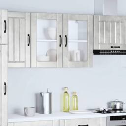 Berkfield Home Kitchen Wall Cabinet with Glass Door Kalmar Artisan Oak Wood in Grey - thumbnail 4
