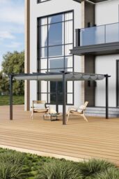 Living and Home 13x13ft Aluminium Pergola with Retractable Roof in Light Grey - thumbnail 1