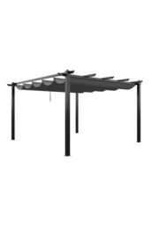 Living and Home 13x13ft Aluminium Pergola with Retractable Roof in Light Grey - thumbnail 5