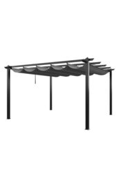 Living and Home 13x13ft Aluminium Pergola with Retractable Roof in Light Grey - thumbnail 4