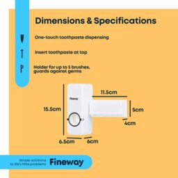 FINEWAY Automatic Toothpaste Dispenser with Holder in White - thumbnail 6