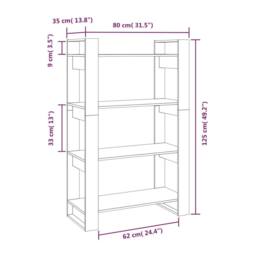 Berkfield Home Book Cabinet/Room Divider White 80x35x125 cm Solid Wood Pine - Size: 80 x 35 x 125 cm - thumbnail 8