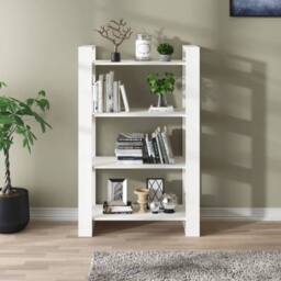 Berkfield Home Book Cabinet/Room Divider White 80x35x125 cm Solid Wood Pine - Size: 80 x 35 x 125 cm - thumbnail 3