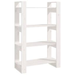 Berkfield Home Book Cabinet/Room Divider White 80x35x125 cm Solid Wood Pine - Size: 80 x 35 x 125 cm - thumbnail 1