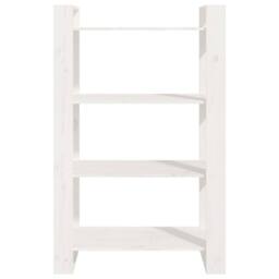 Berkfield Home Book Cabinet/Room Divider White 80x35x125 cm Solid Wood Pine - Size: 80 x 35 x 125 cm - thumbnail 5