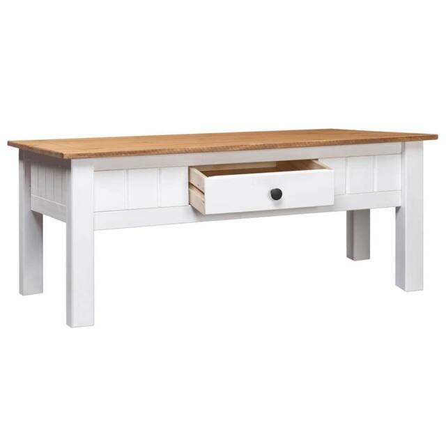 Berkfield Home Classic Coffee Table White 100x60x45 cm Solid Pine Wood Panama Range - Size: 100 x 60 x 45 cm - image 1