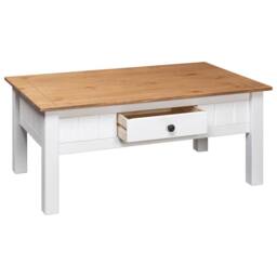 Berkfield Home Classic Coffee Table White 100x60x45 cm Solid Pine Wood Panama Range - Size: 100 x 60 x 45 cm - thumbnail 6