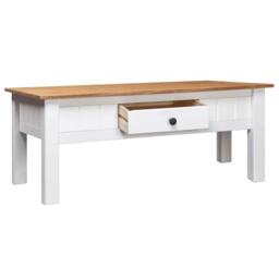 Berkfield Home Classic Coffee Table White 100x60x45 cm Solid Pine Wood Panama Range - Size: 100 x 60 x 45 cm - thumbnail 1