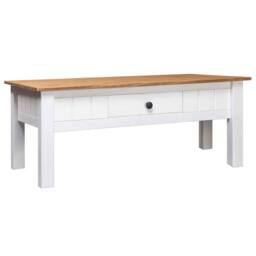 Berkfield Home Classic Coffee Table White 100x60x45 cm Solid Pine Wood Panama Range - Size: 100 x 60 x 45 cm - thumbnail 2