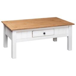 Berkfield Home Classic Coffee Table White 100x60x45 cm Solid Pine Wood Panama Range - Size: 100 x 60 x 45 cm - thumbnail 4