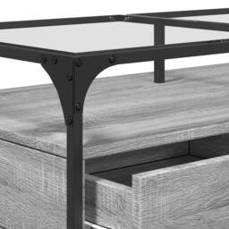 Berkfield Home Coffee Table with Glass Top Grey Sonoma 98.5x50x45 cm Steel - thumbnail 8