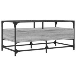 Berkfield Home Coffee Table with Glass Top Grey Sonoma 98.5x50x45 cm Steel - thumbnail 6