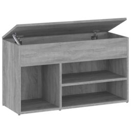 Berkfield Home Shoe Bench Grey Sonoma 80x30x45 cm Engineered Wood - Size: 80 x 30 x 45 cm - thumbnail 2