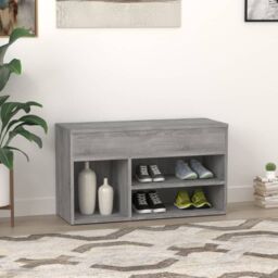 Berkfield Home Shoe Bench Grey Sonoma 80x30x45 cm Engineered Wood - Size: 80 x 30 x 45 cm - thumbnail 4